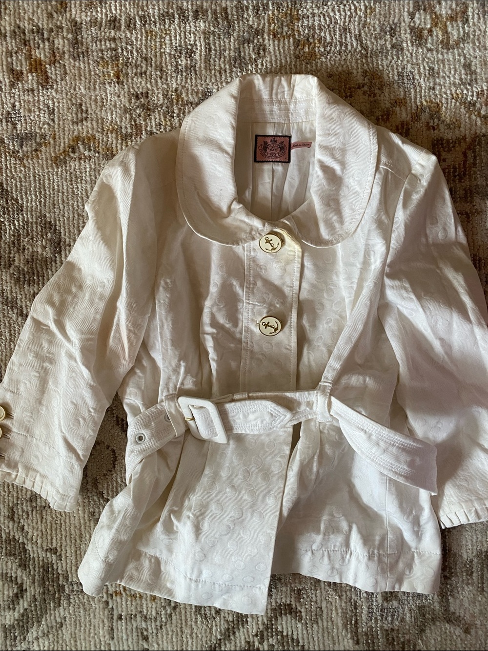 Juicy Couture White Textured Belted Jacket